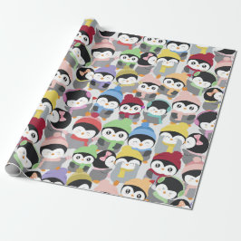 Papel De Presente Pinguins de Cartoon de Natal Bonitos