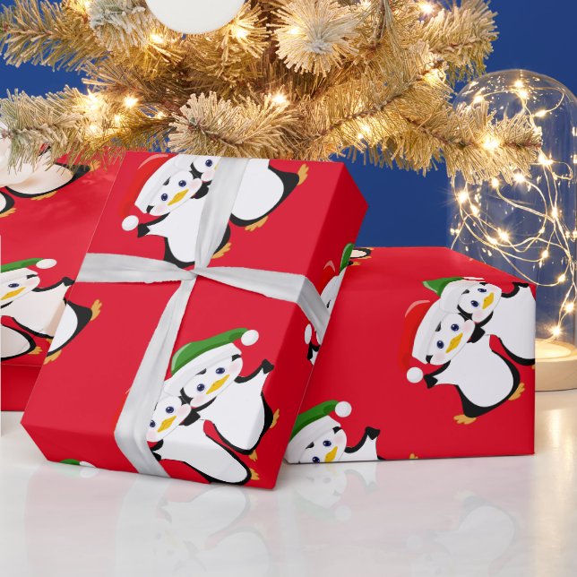 Papel De Presente Pinguins de Desenho Animado Fofos (Feriados)