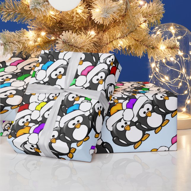 Papel De Presente Pinguins de Natal (Feriados)