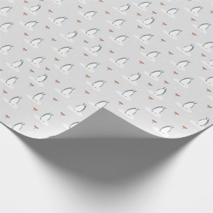 Papel De Presente Pinguins e Cogumelos de inverno simples e modernos