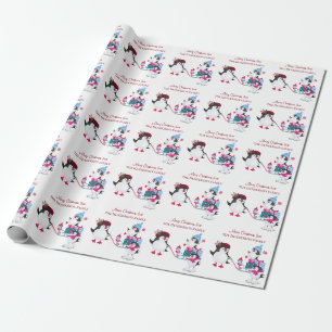 Papel De Presente Pinguins Fofos na Neve Feliz Natal