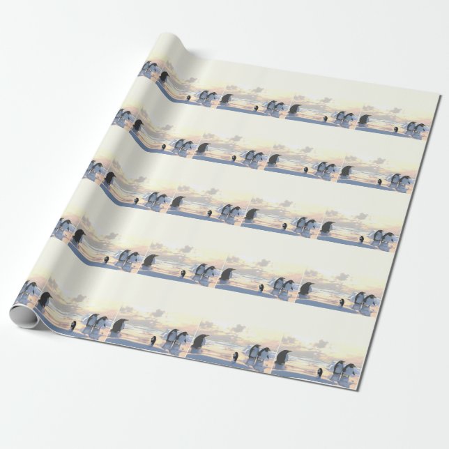 Papel De Presente pinguins relaxando em uma placa de gelo (Desenrolado)