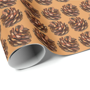 Papel De Presente Pinhas da Natureza Rústico