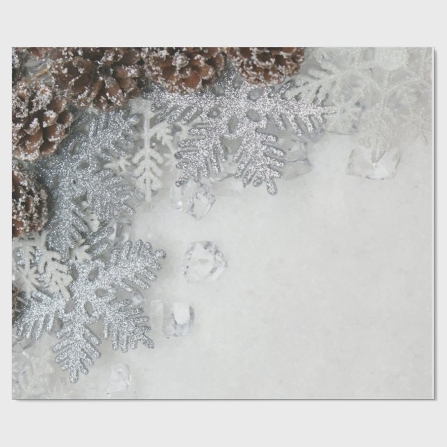 Papel De Presente Pinhas,Flocos de Neve Feriado  (Aberto)