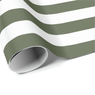 Papel De Presente Pinheiro Cipreste Verde/Listra Branca