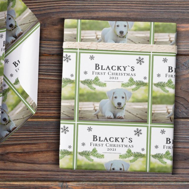 Papel De Presente Pinheiro de Natal Cachorro Cachorro Foto Pet (Criador carregado)