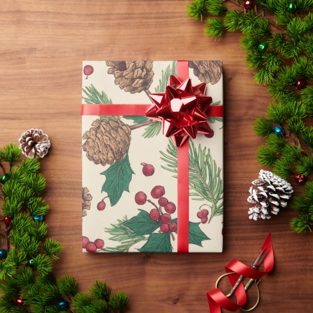 Papel De Presente Pinheiro de Natal Rústico (Presente de Natal)