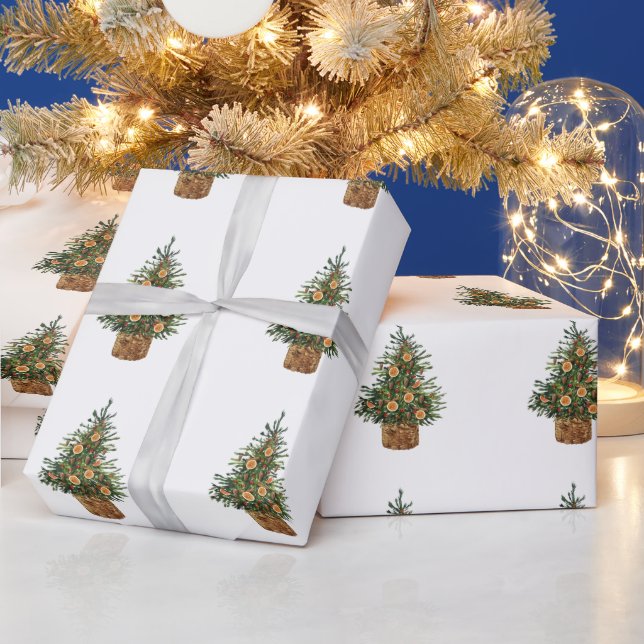 Papel De Presente Pinheiro,Laranja (Feriados)