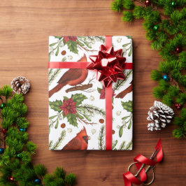 Papel De Presente Pinheiro vermelho natalino Poinsettia Watercolor