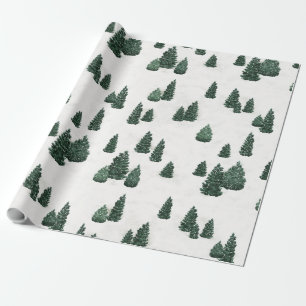 Papel De Presente Pinheiros e neve