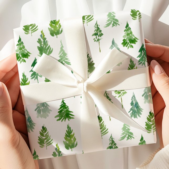 Papel De Presente Pinho de Natal em Aquarela (Criador carregado)