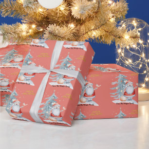 Papel De Presente Pinho Papai Noel Natal Vermelho