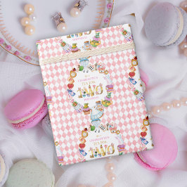 Papel De Presente Pink Alice in Wonderland Tea for Two Birthday  