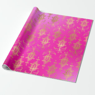 Papel De Presente Pink and Gold Foil Arabe Bollywood