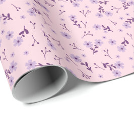 Papel De Presente Pink and Purple Ditsy Floral Pattern