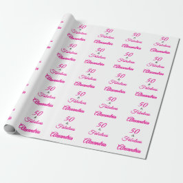 Papel De Presente Pink Black 50 & Fabulous 50th  Birthday 