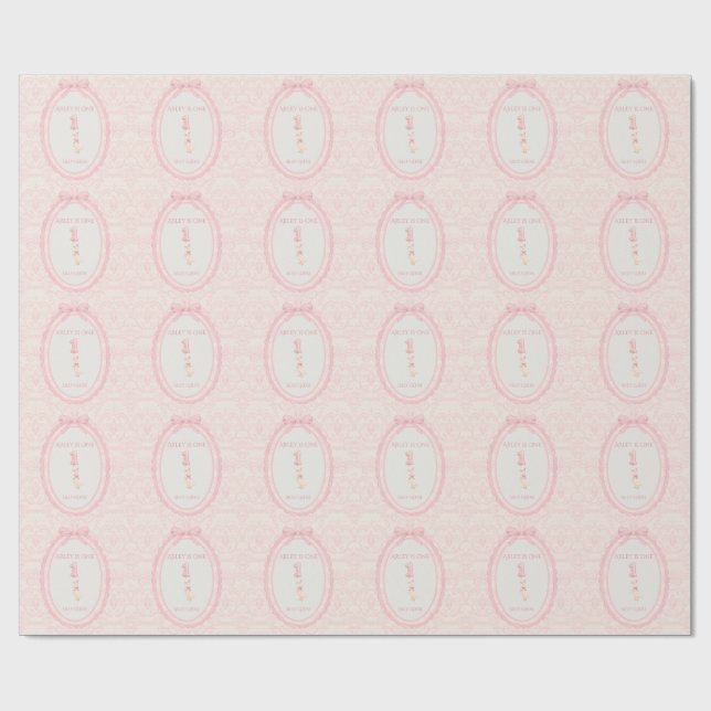 Papel De Presente Pink Bow Coquette Silly Goose 1st Birthday  (Aberto)