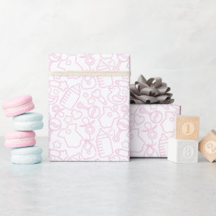 Papel De Presente Pink branco-rosado de aspersores doces