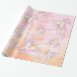PAPEL DE PRESENTE PINK COLUMBINE FLOWER WATERCOLOR SPLASH<br><div class="desc">O solteiro Delicate Pink Columbine Flower é semitransparente e é colocado sobre um fundo pastel de pessegueira e de lavagem a aquarela rosa Perfeito para um tema de casamento rústico ou em áreas de madeira. Isto é parte de uma Suite de Casamento com uma Carta de Casamento no meu compro....</div>