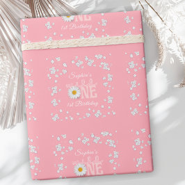 Papel De Presente Pink Daisy Wild One 1º Aniversário