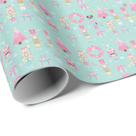 Papel De Presente Pink e Noz Verdes de Natal