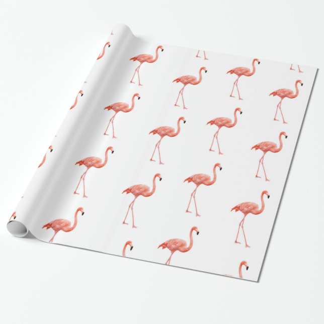 Papel De Presente Pink Flamingo Patterno Feminino (Desenrolado)