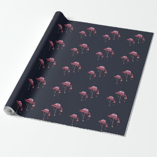 Papel De Presente Pink Flamingo Patterno Vinho Engraçado