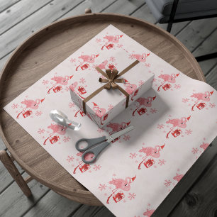 Papel De Presente Pink Flamingo Tropical Costeira Natal