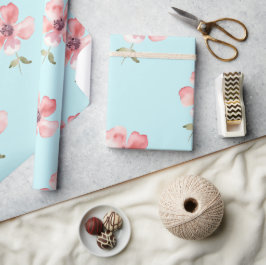 Papel De Presente Pink Floral Pattern Wrapping Paper – Soft Blue 