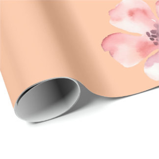Papel De Presente Pink Floral Wrapping Paper – Orange Pastel Pattern