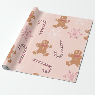 PAPEL DE PRESENTE PINK GINGERBREAD HOMENS NATAL