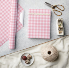 Papel De Presente Pink Gingham Pattern Girly Check Plaid Checkered