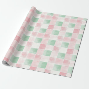 Papel De Presente Pink Green Retro Patterno Natal