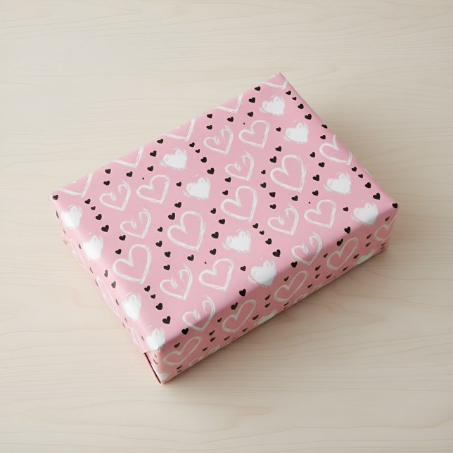 Papel De Presente Pink Heart Pattern Wrapping Paper (Criador carregado)