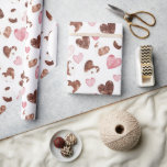 Papel De Presente Pink Hearts Brown Cocoa Cow Print Birthday<br><div class="desc">Pink Hearts Brown Cocoa Cow Print Birthday</div>