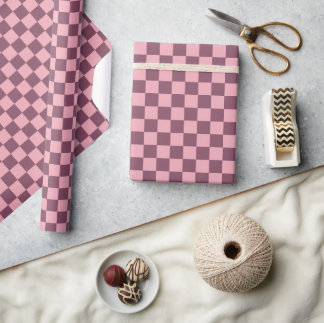 Papel De Presente Pink Mauve Checkerboard Checkered Girly Retro Y2K