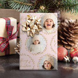 Papel De Presente Pink Modern Script Merry Christmas Family 6 photo