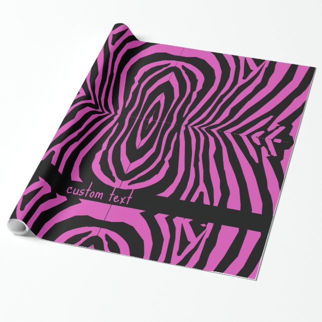 PAPEL DE PRESENTE PINK NEGRO RETRO ANIMAL STRIPTERN IMPRESSÃO (Desenrolado)