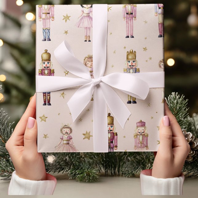 Papel De Presente Pink Nutcracker Ballerina Christmas (Criador carregado)