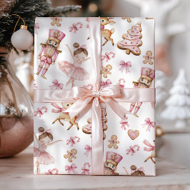 Papel De Presente Pink Nutcracker Kids Christmas Wrapping Paper