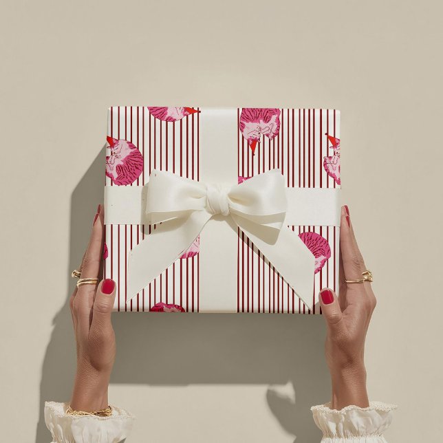 Papel De Presente Pink One Silly Cat 1st Birthday  (Criador carregado)