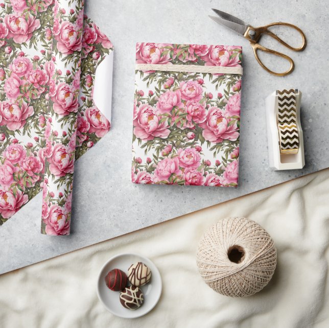 Papel De Presente Pink Peony  (Artesanato)