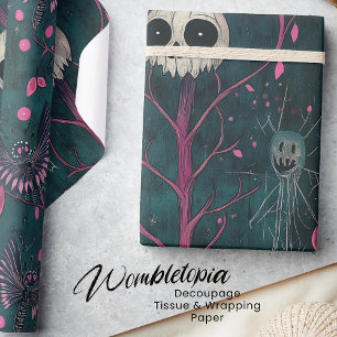 Papel De Presente Pink & Purple Gotheen Skulls & Flowls