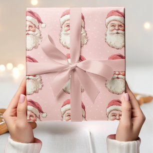 Papel De Presente Pink & Red Vintage Papai Noel