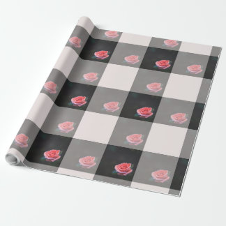 Papel De Presente Pink rose checkered pattern
