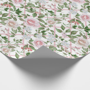Papel De Presente Pink Roses - Vintage Watercolor Floral