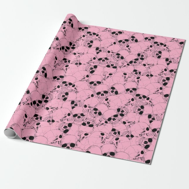 PAPEL DE PRESENTE PINK SKULLS WRAPPING PAPEL (Desenrolado)
