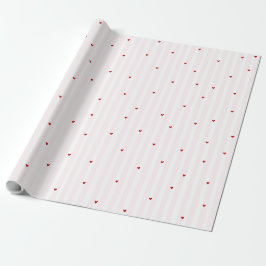 Papel De Presente Pink Stripe Red Heart Little Sweetheart Valentine