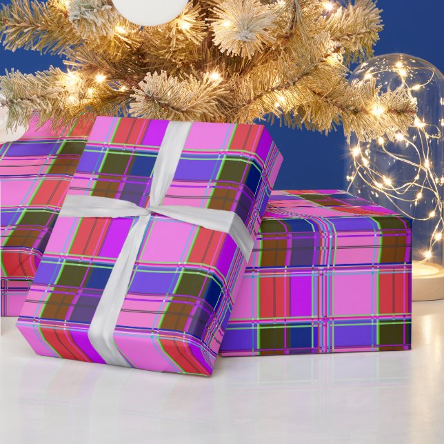 Papel De Presente Pink tartan Fabric Pattern Cloth Madras (Feriados)