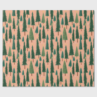 Papel De Presente Pink Tree Gift Wrap, Modern Holiday Wrapping Paper
